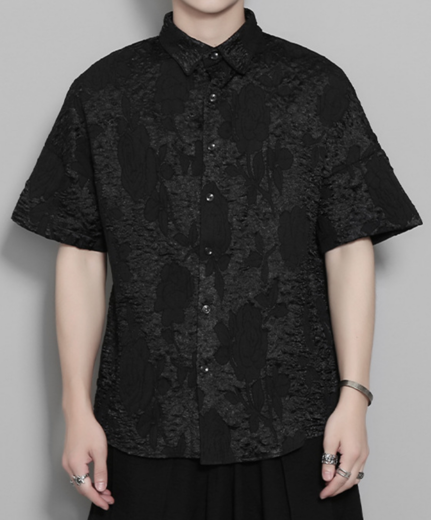 korean style flower design jacquard shirt EN2199