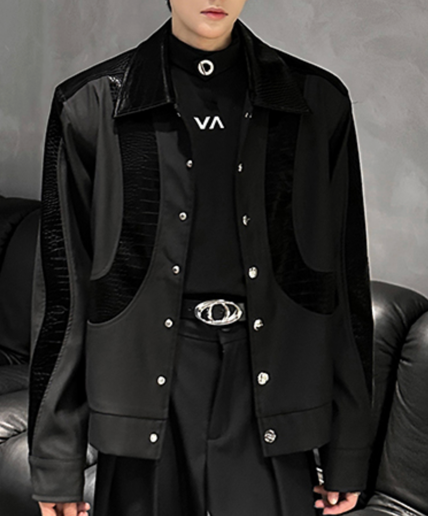 retro pu snakeskin pattern jacket EN2494