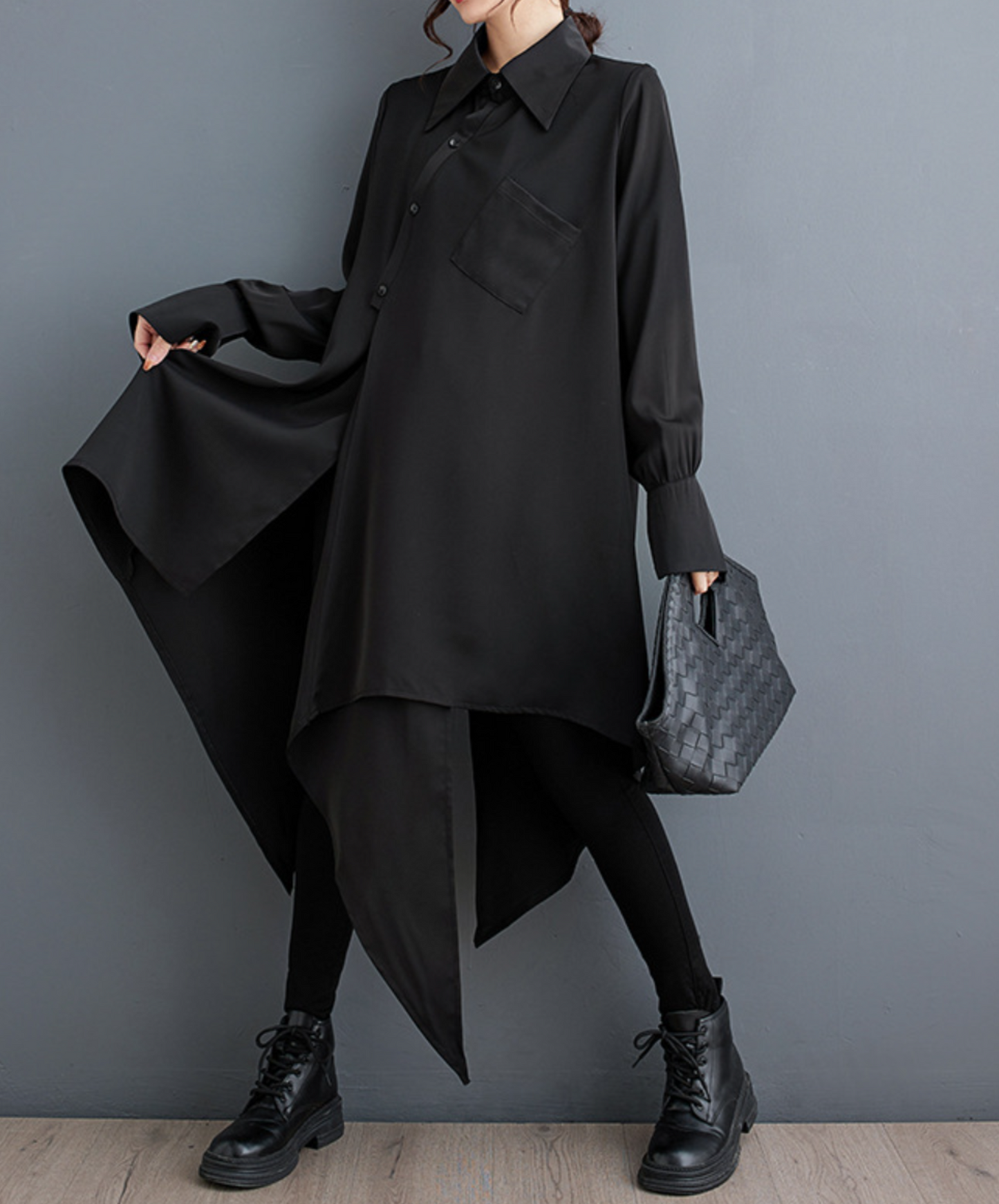 asymmetric irregular design dress long shirt EN1659