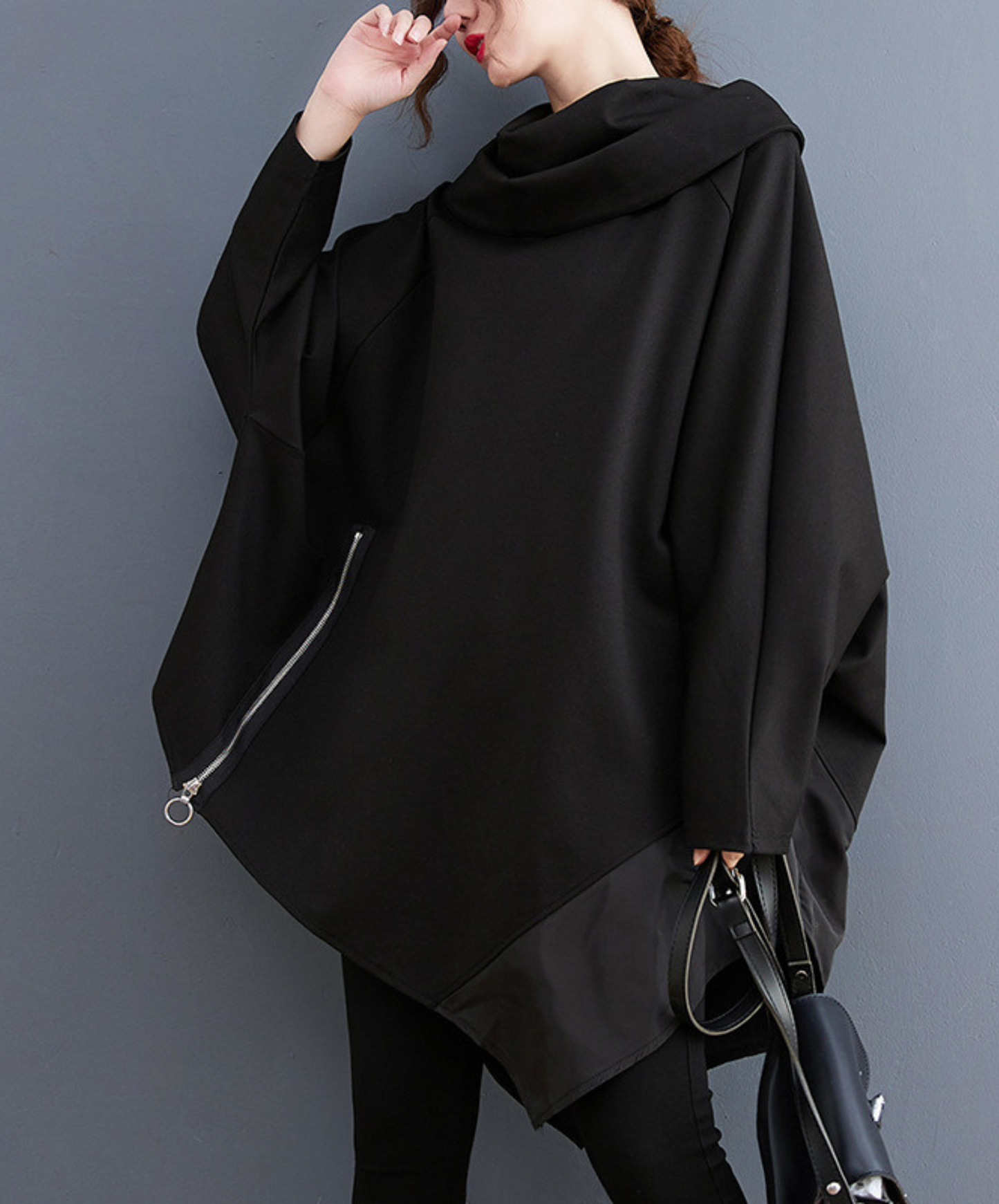 dark asymmetrical zip sweatshirt EN884