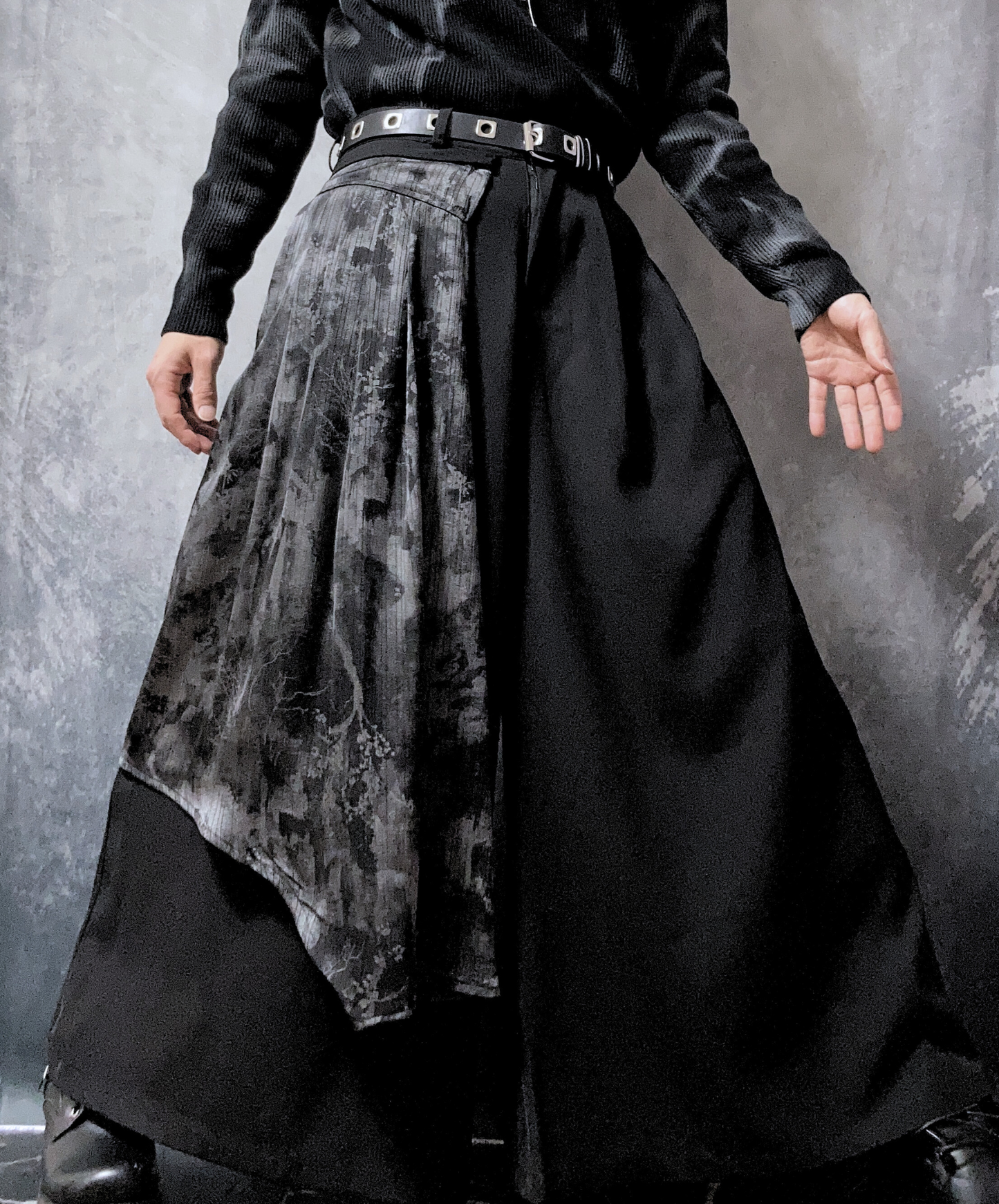 【style70】dark mode outfit set EN1909(jacket + sweater + pants set)