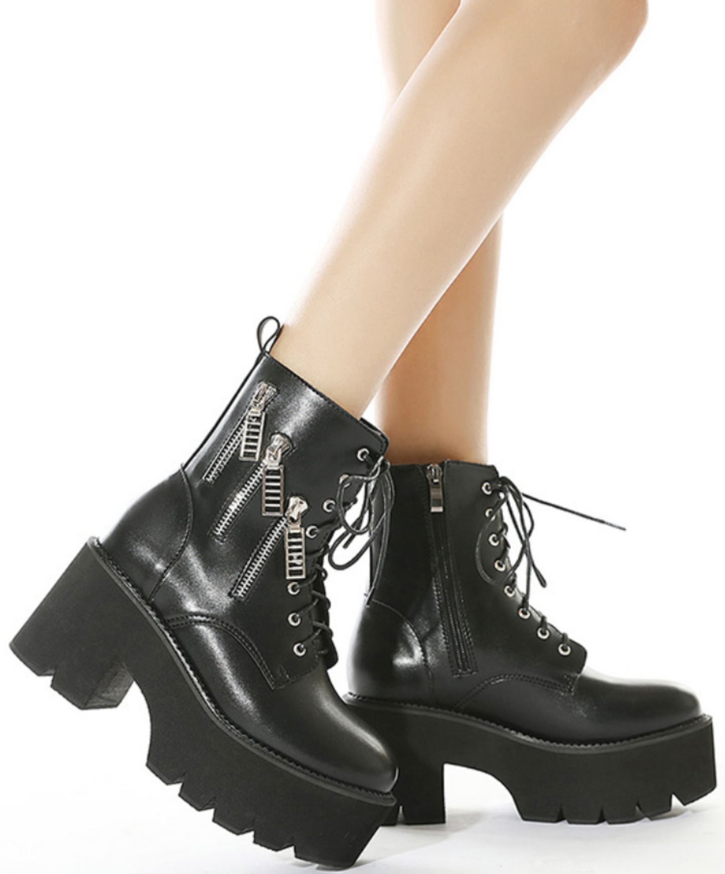 triple zipper design zip up boots EN1511