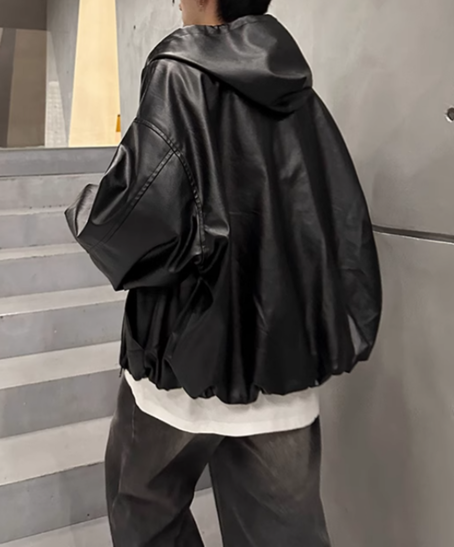 lantern sleeve leather jacket EN1859