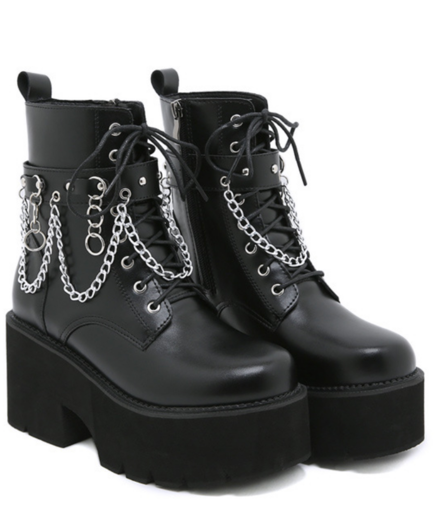 hanging chain design zip up boots EN2314