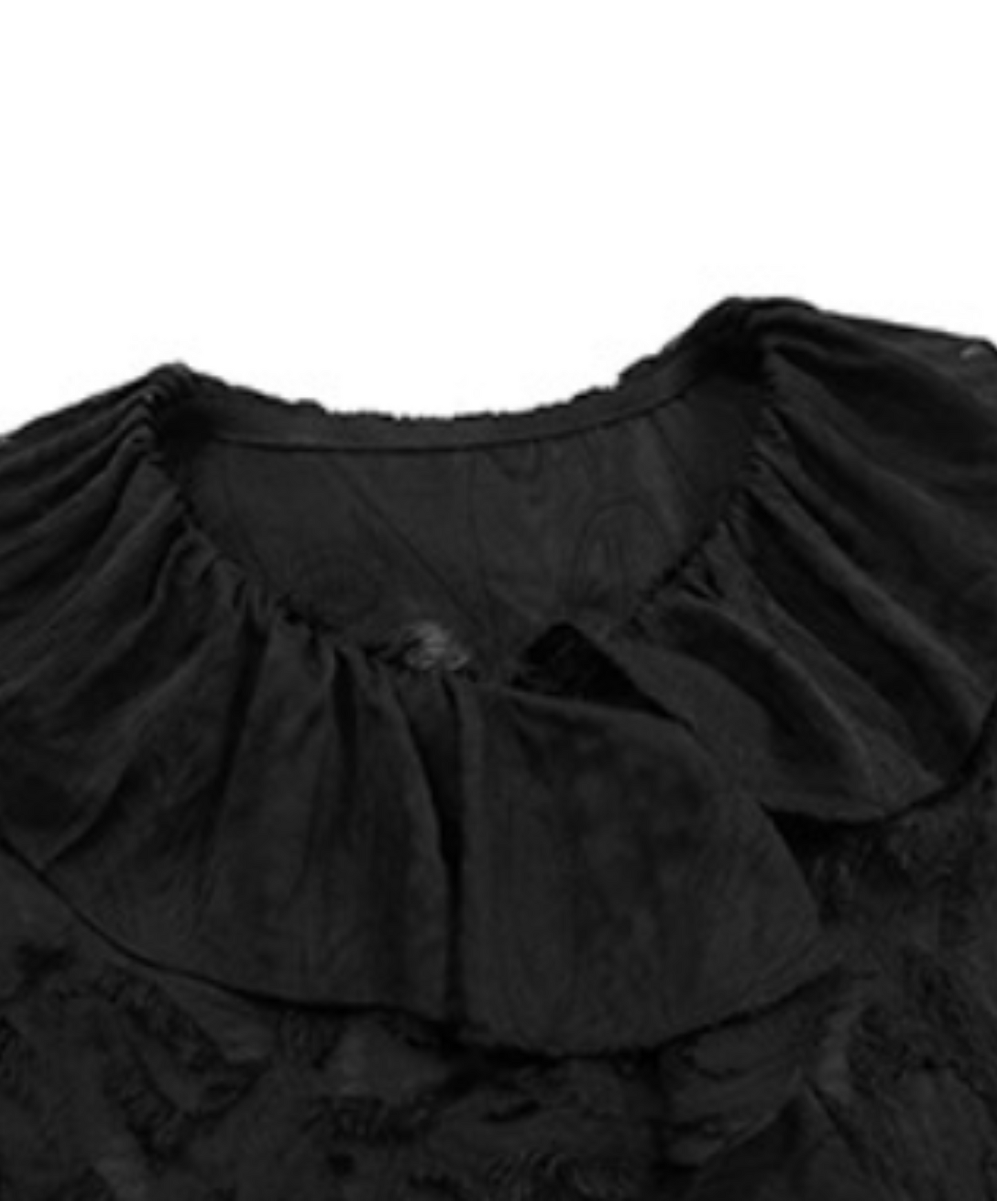 dark fringe lace & frills sheer shirt EN2318