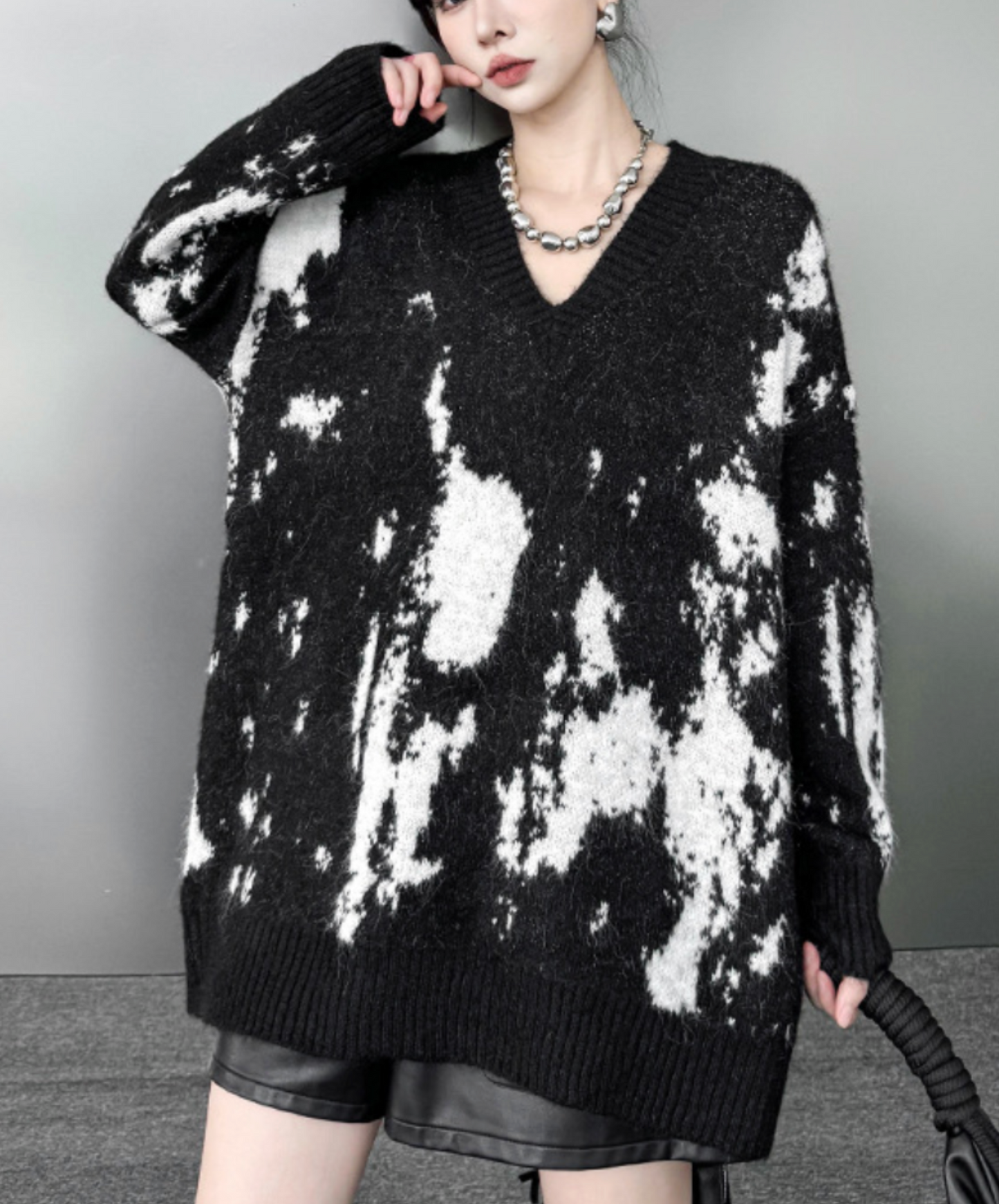 colorblock v-neck sweater EN2576