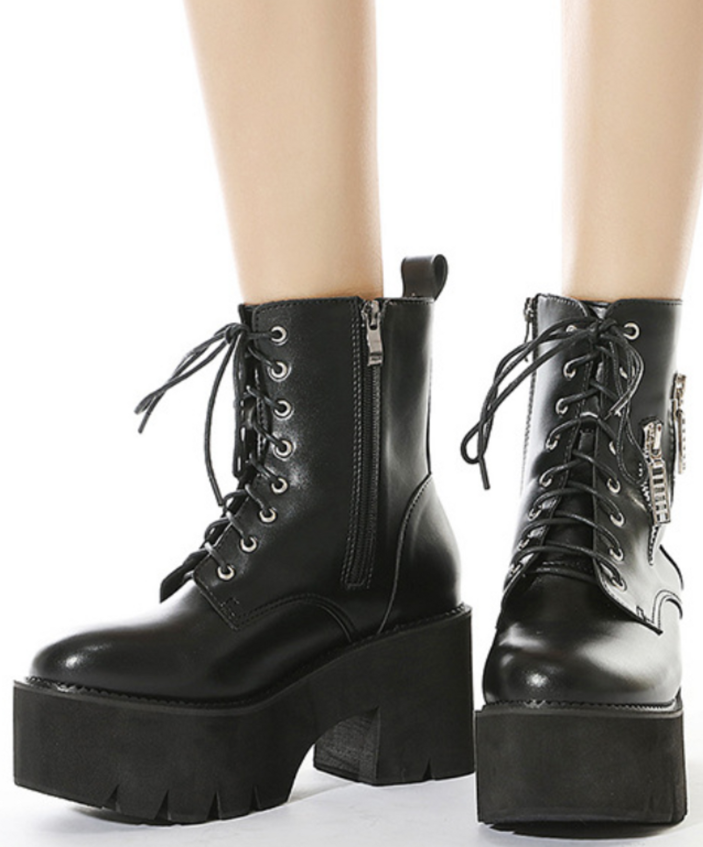 triple zipper design zip up boots EN1511