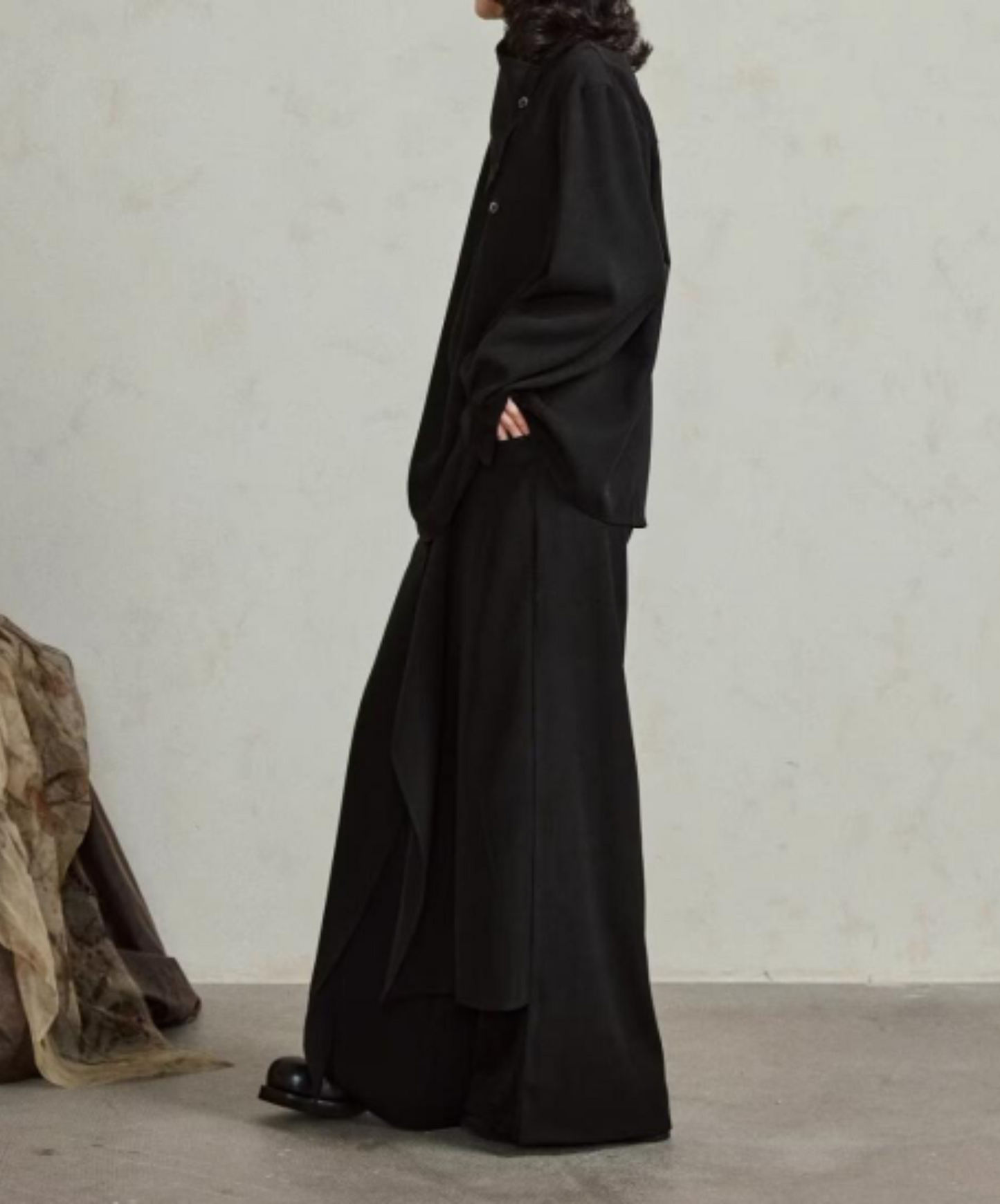dark layered wide pants EN1866