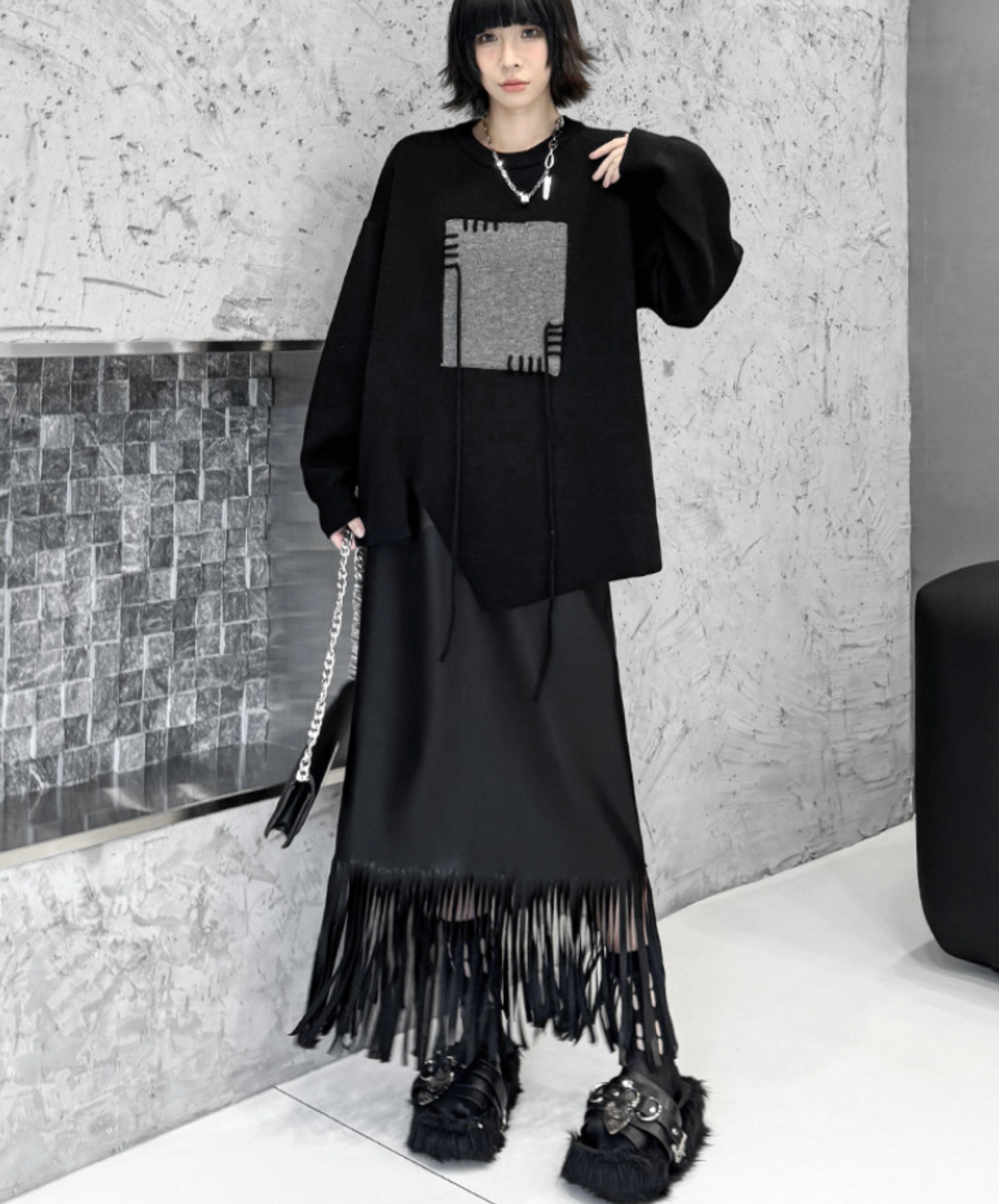 jacquard stitched motif sweater EN2469