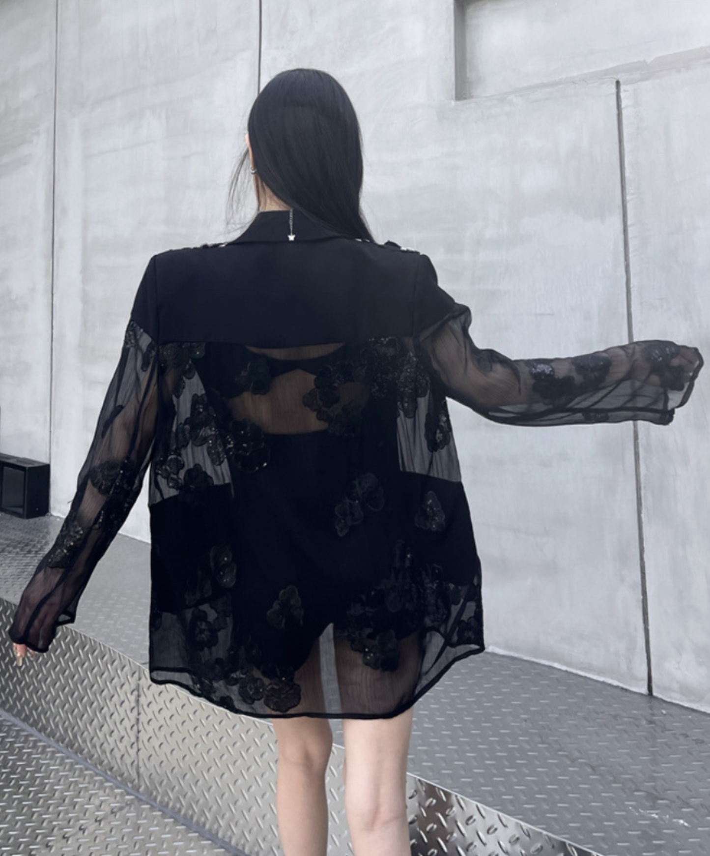 diamond embroidery flower stitch jacket EN2226