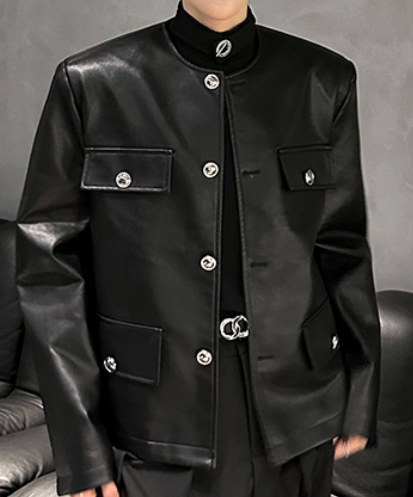 pu leather short riders jacket EN2474