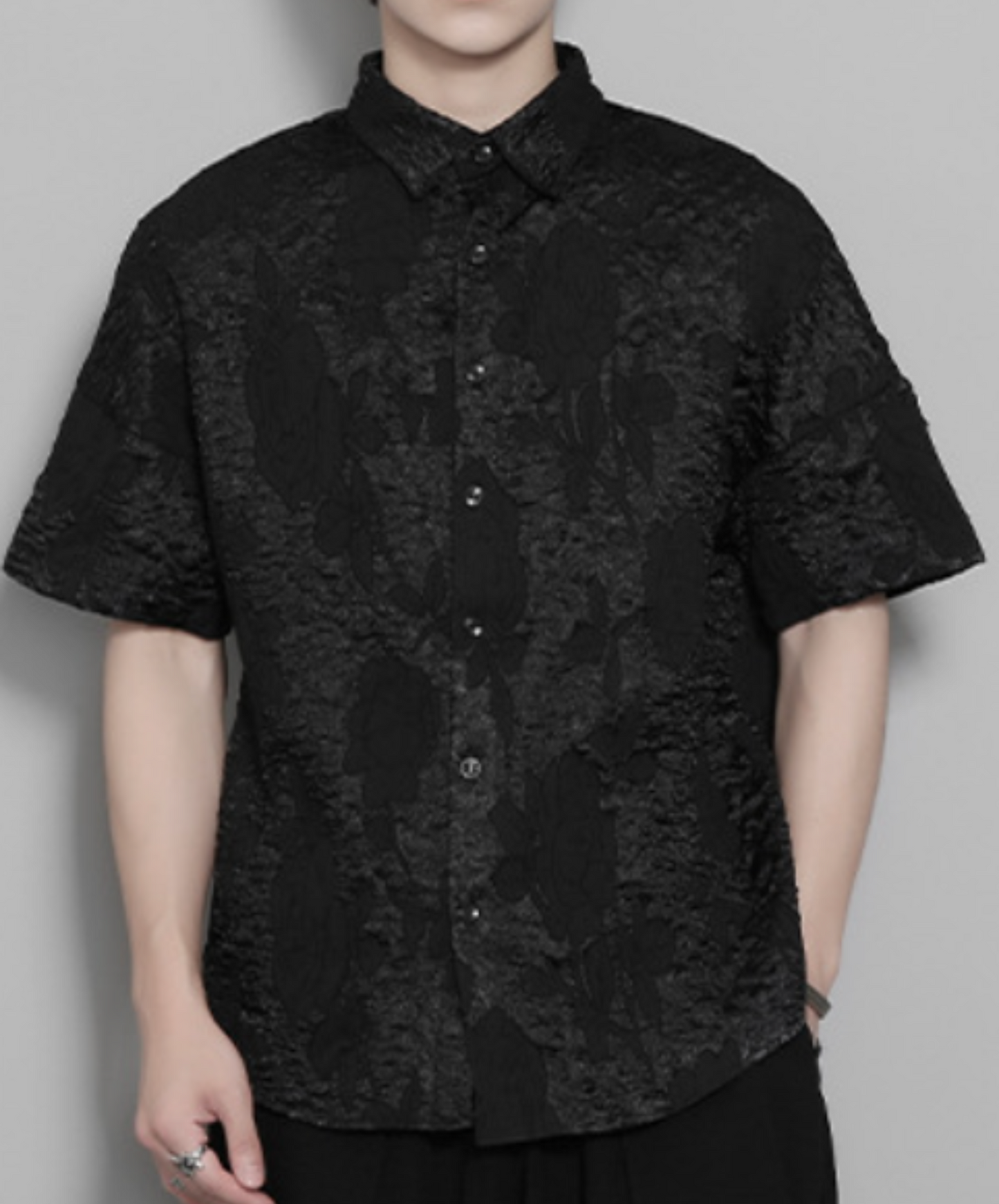 korean style flower design jacquard shirt EN2199