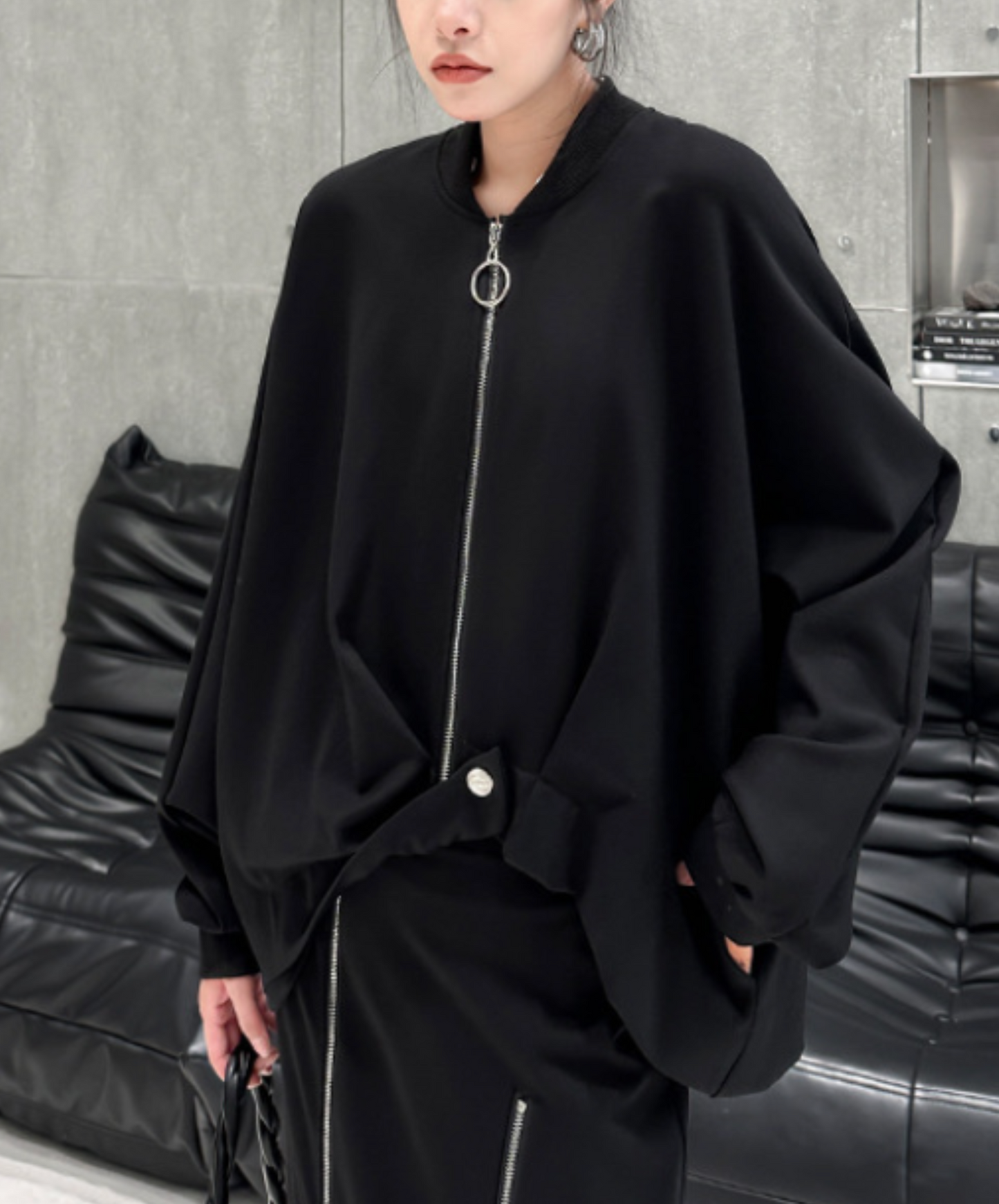 dark deformed hem design jacket EN2356