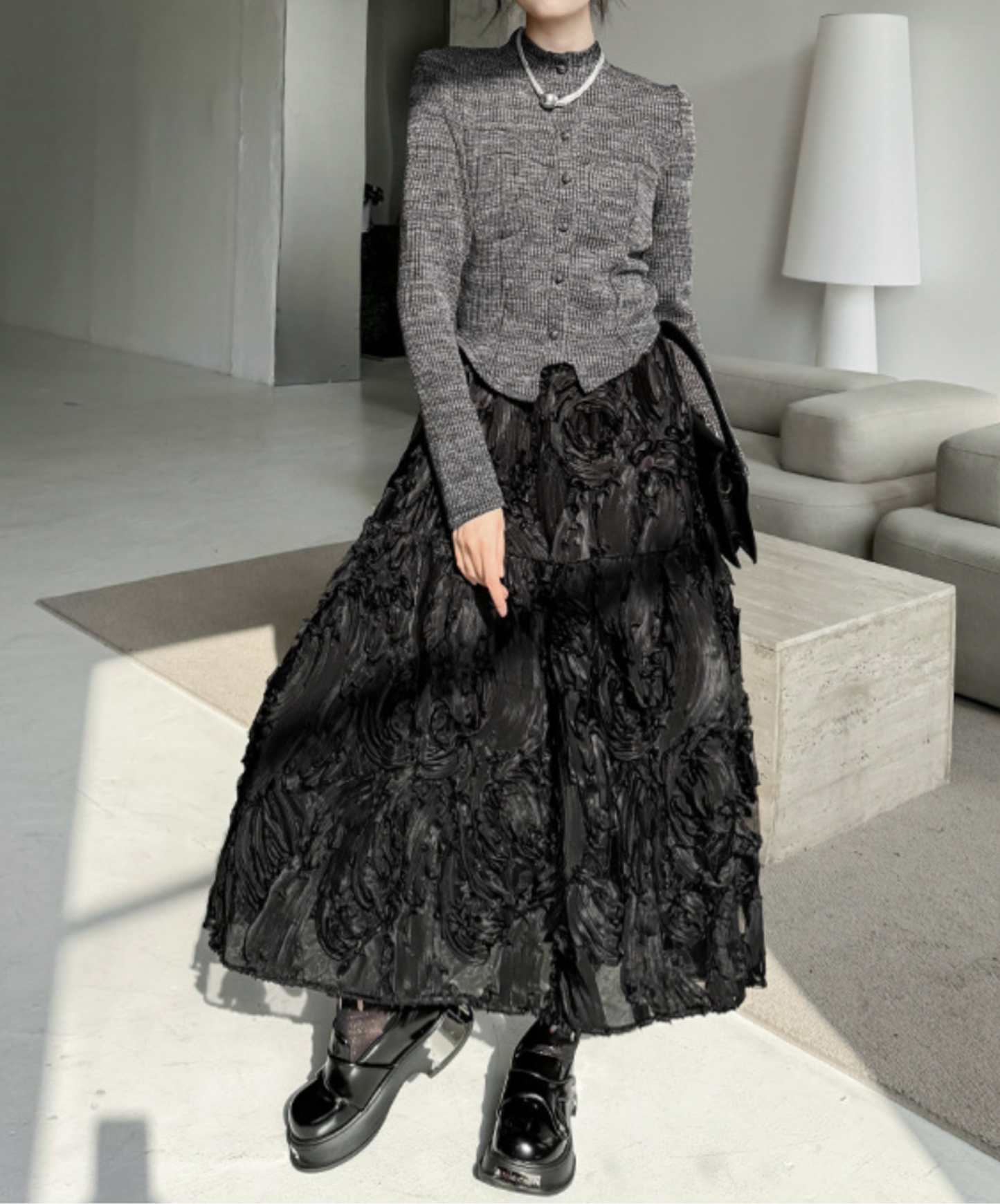unique three-dimensional design skirt EN2275