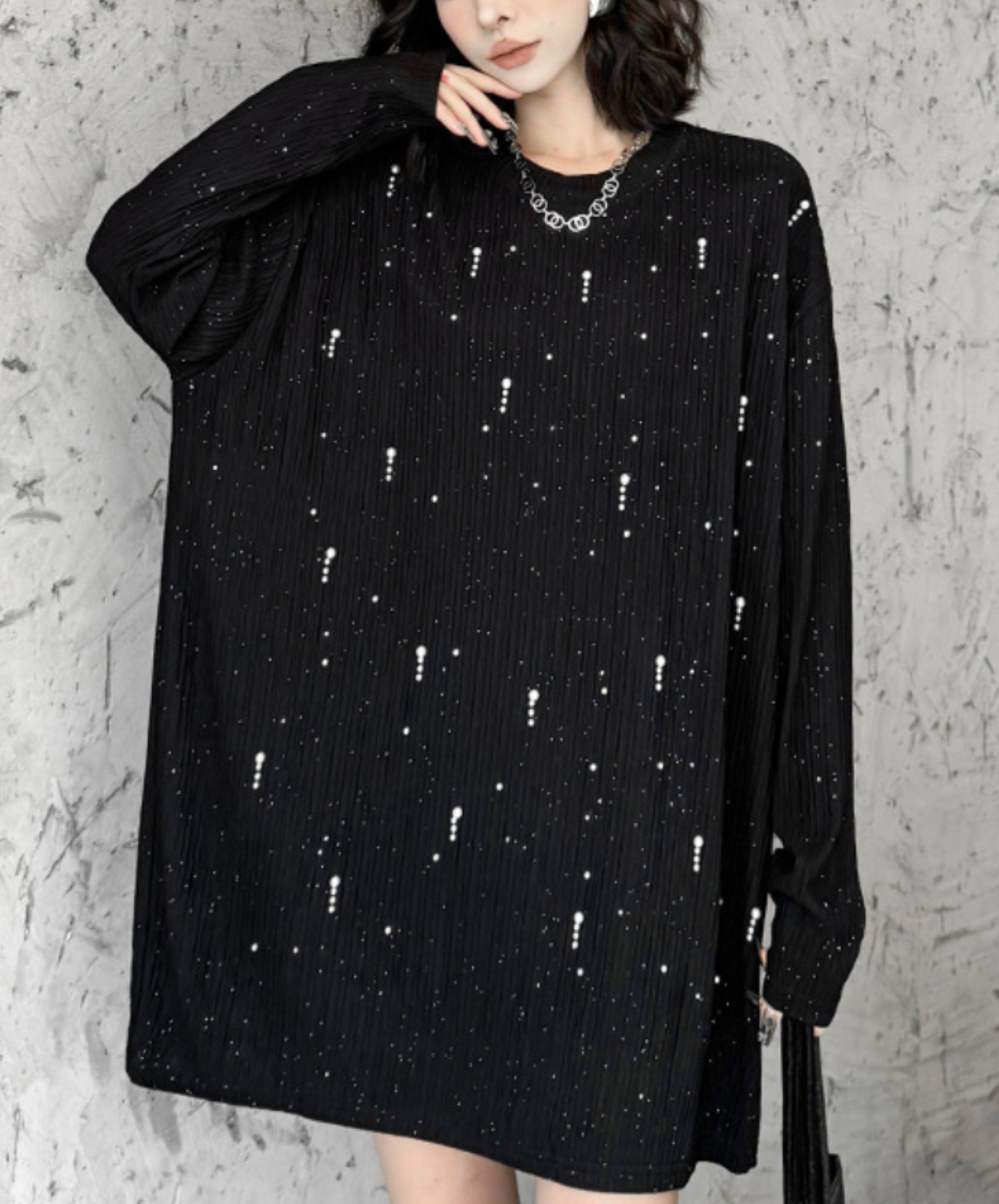stardust motif bead embroidery long t-shirt EN2341