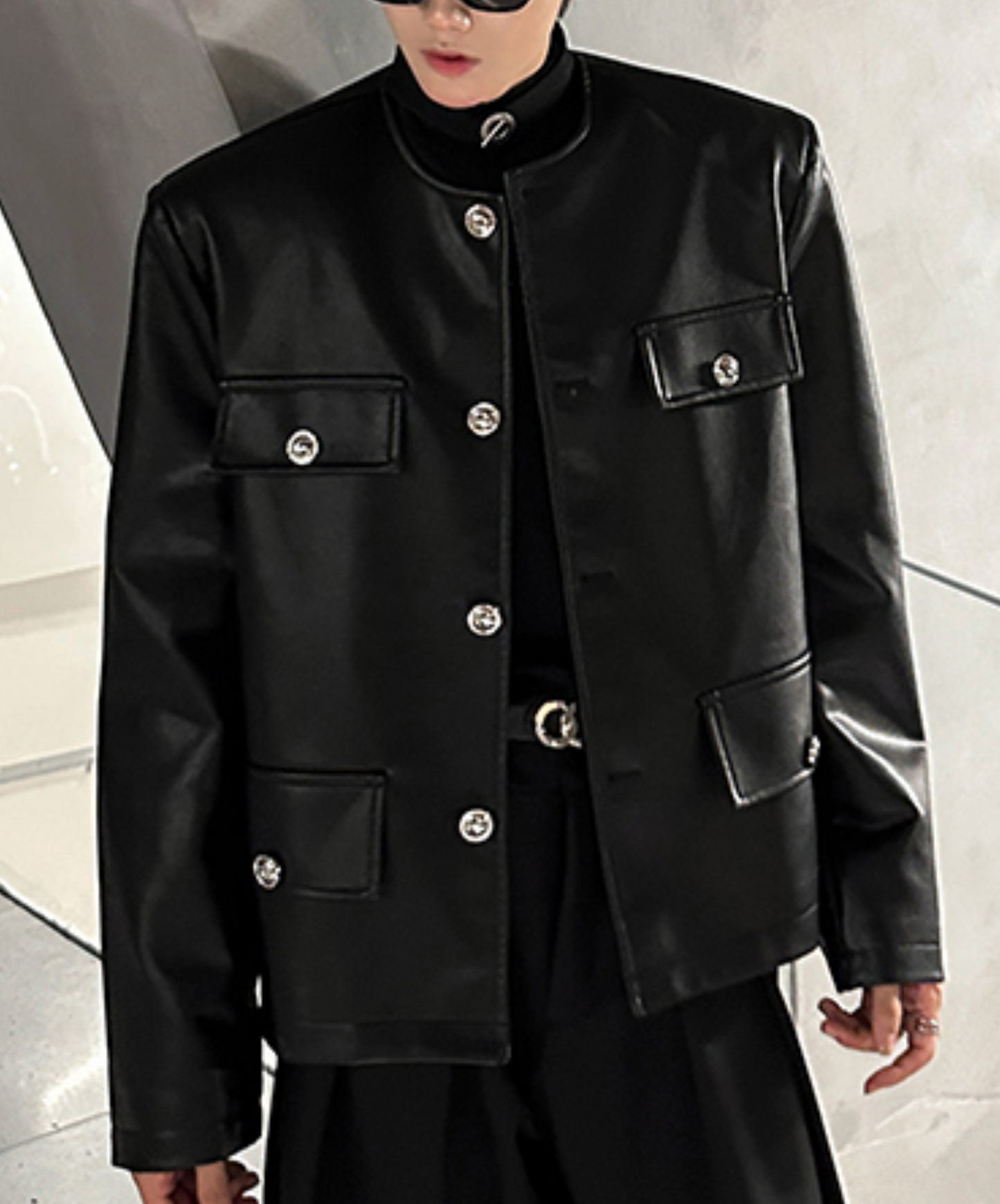 pu leather short riders jacket EN2474