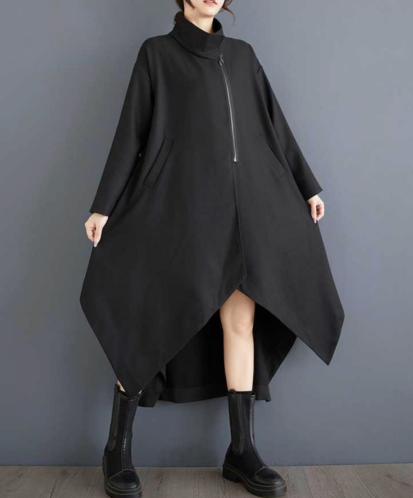 stand collar a-line coat EN2444