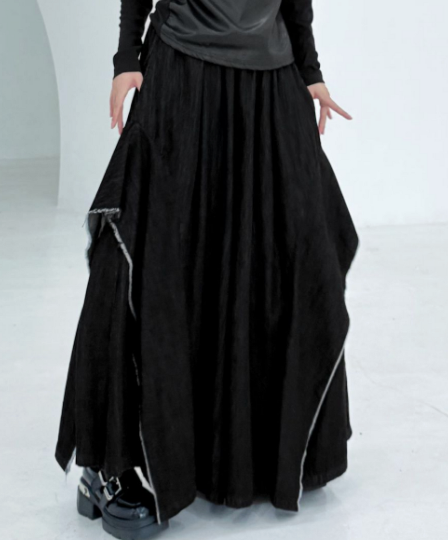 american patchwork high waist wide pants EN2781