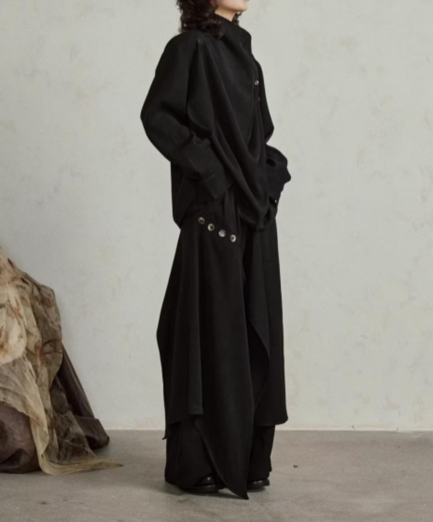 dark layered wide pants EN1866