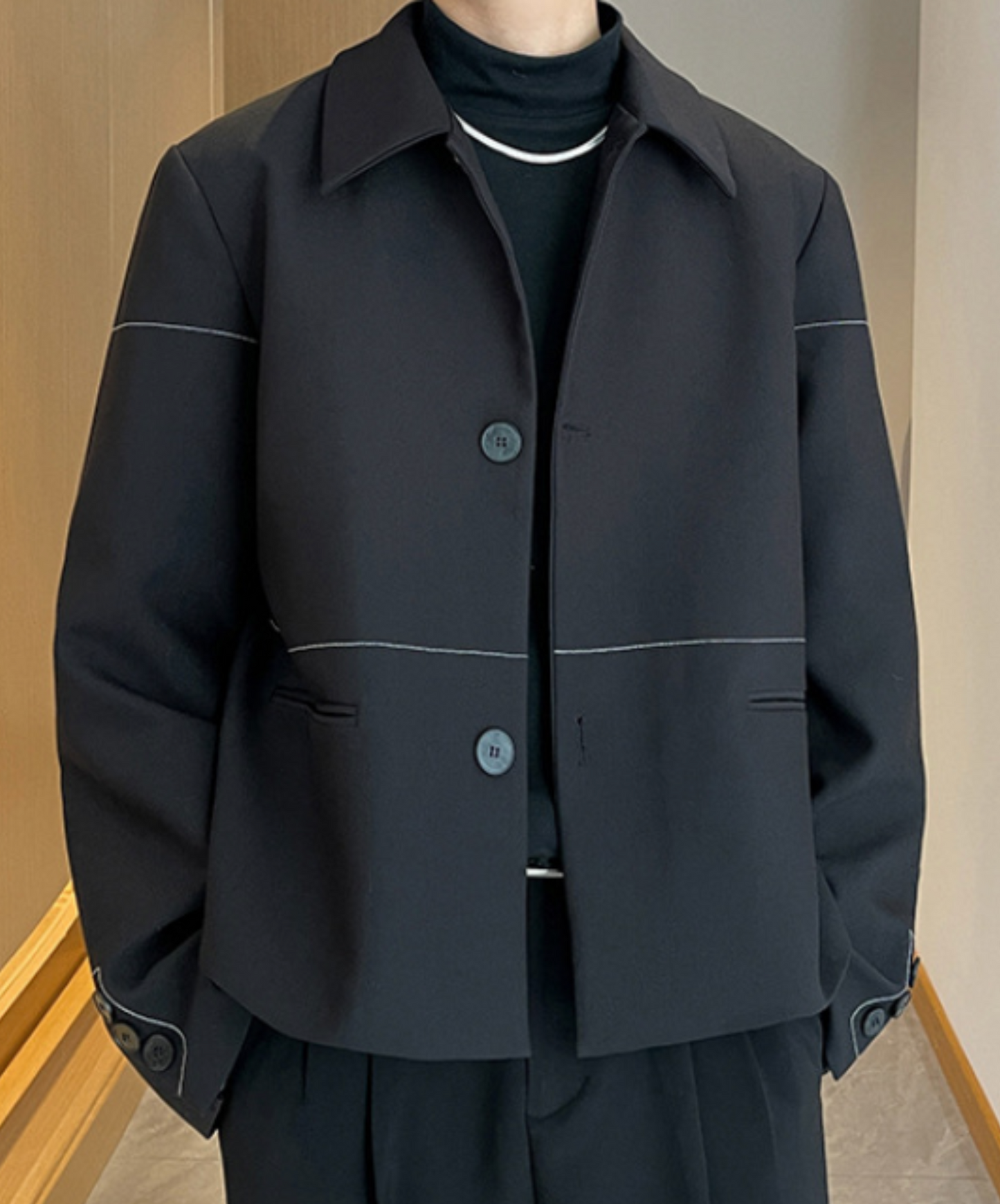 thin line button decoration jacket EN2362