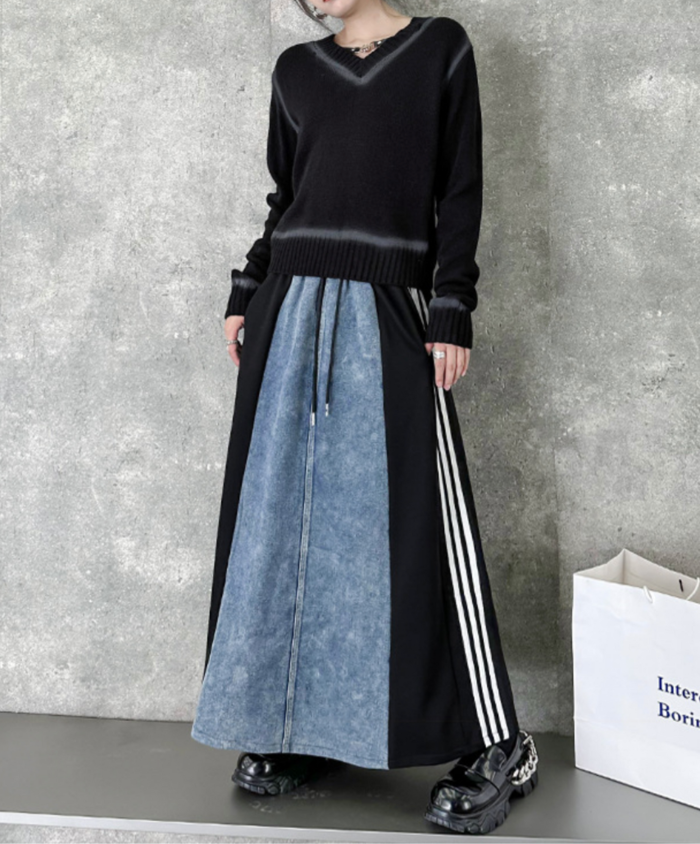retro patchwork design casual skirt EN2242
