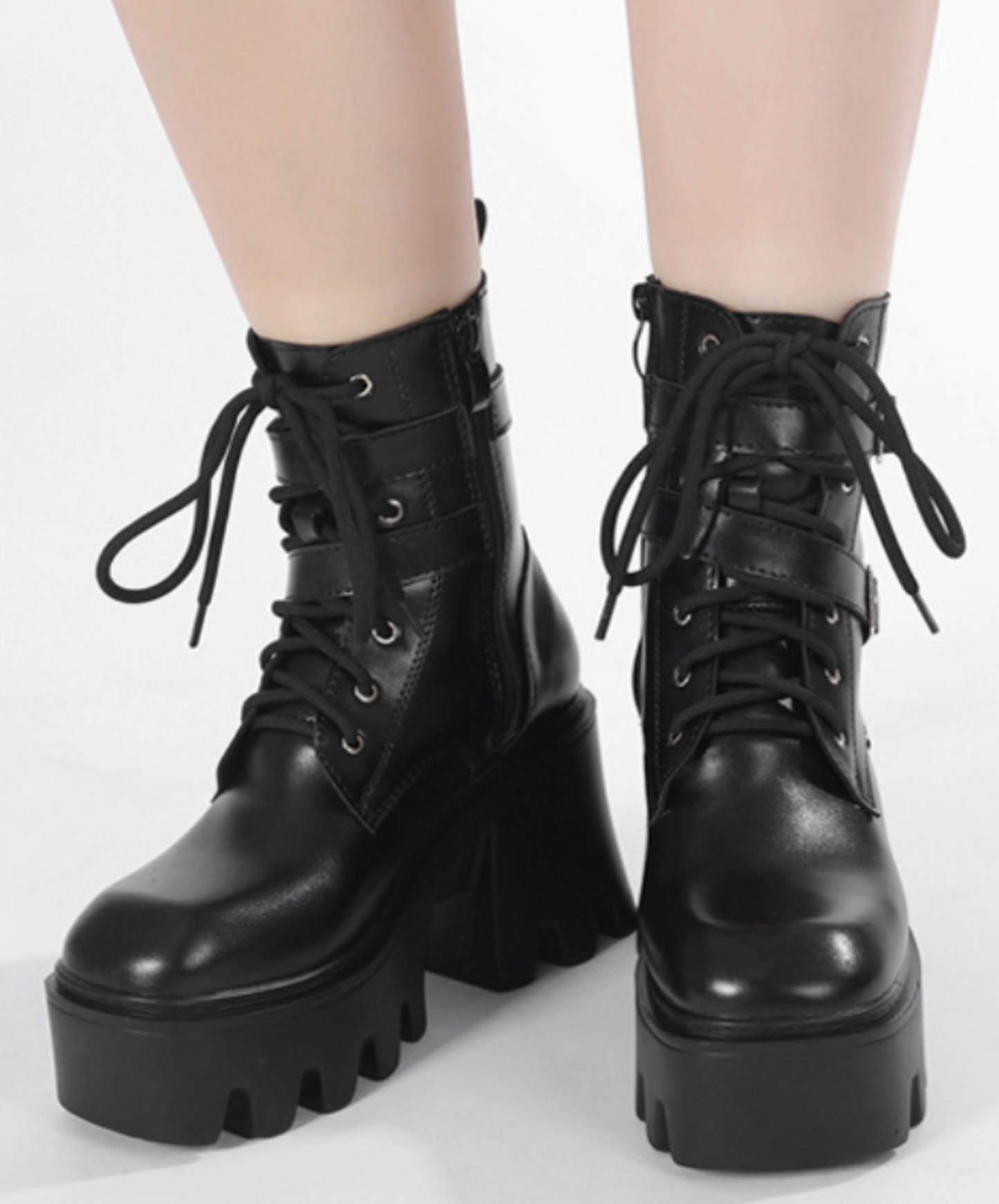 wave-shaped sole double belt boots EN2610
