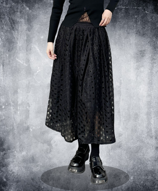 dark eyelet lace a-line skirt EN2335