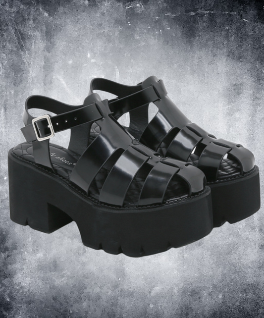 enamel-look biscuit base sandals EN2159