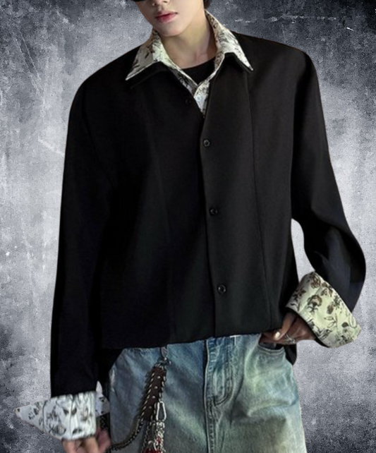 floral print fake two-piece shirt EN2309