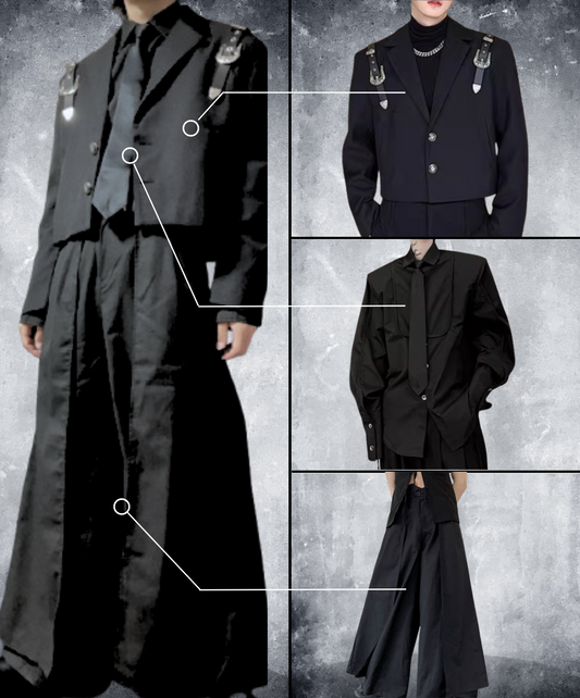 【style54】dark mode outfit set EN1851(jacket + shirt + pants set)