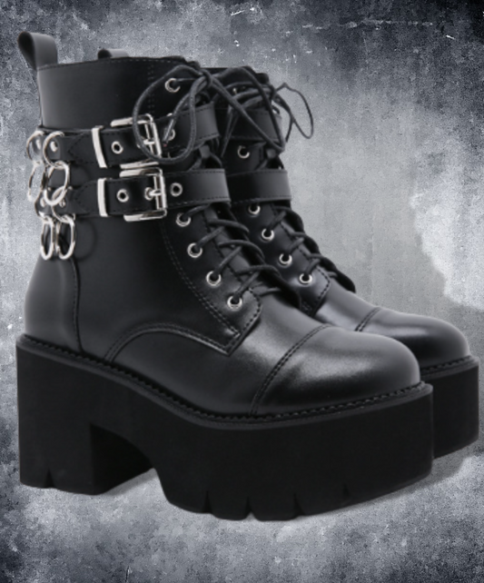 side zip up ring decorative belt boots EN1275