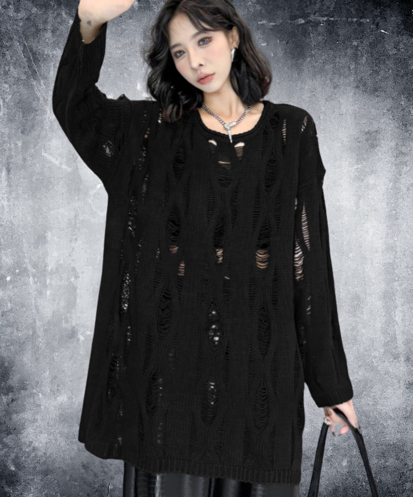 diamond openwork pattern sweater EN2447