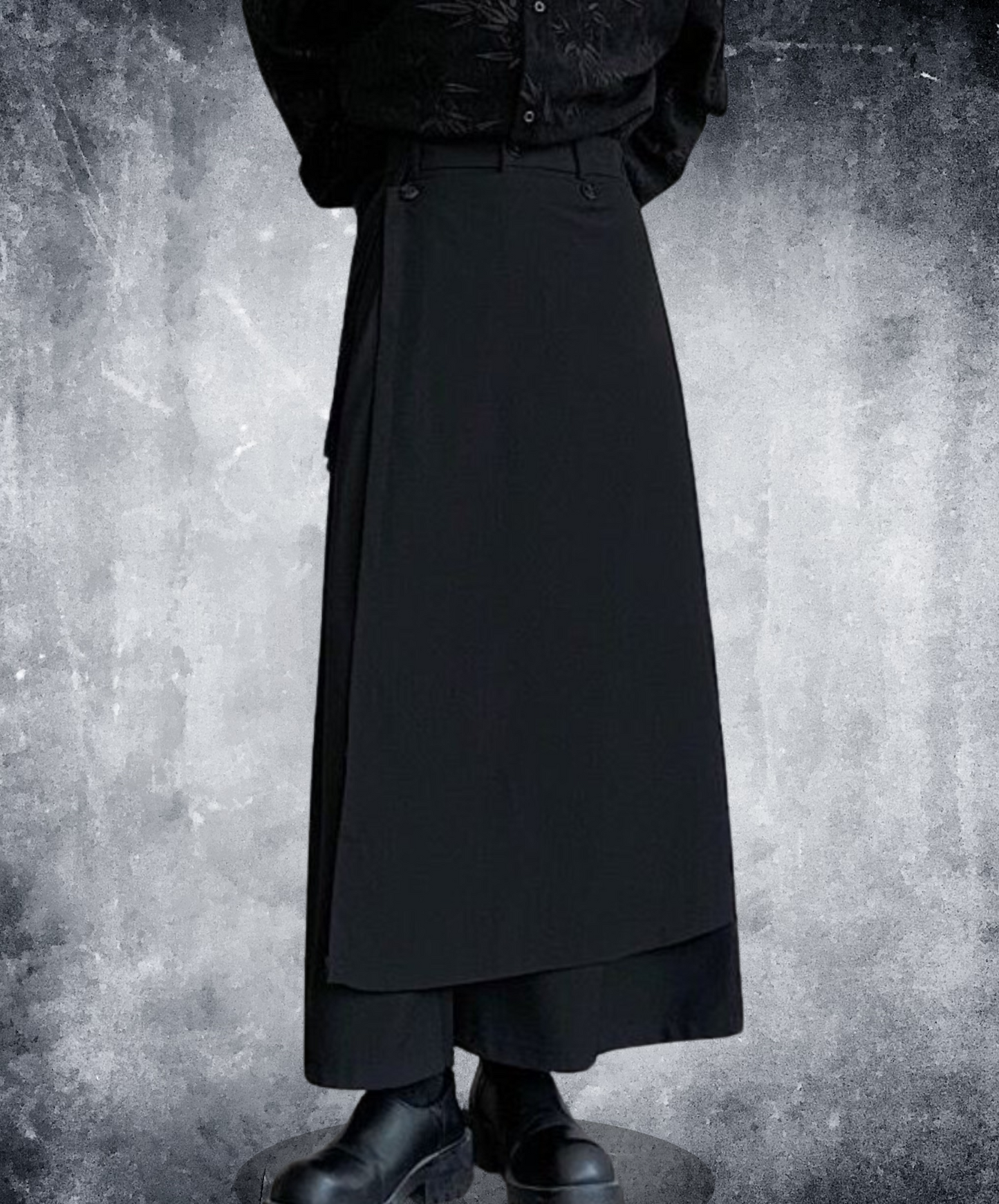 dark chinese style 2way casual wide pants EN1608