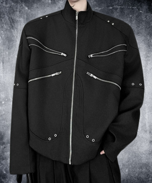 4 zipper and rivet decoration jacket EN2403