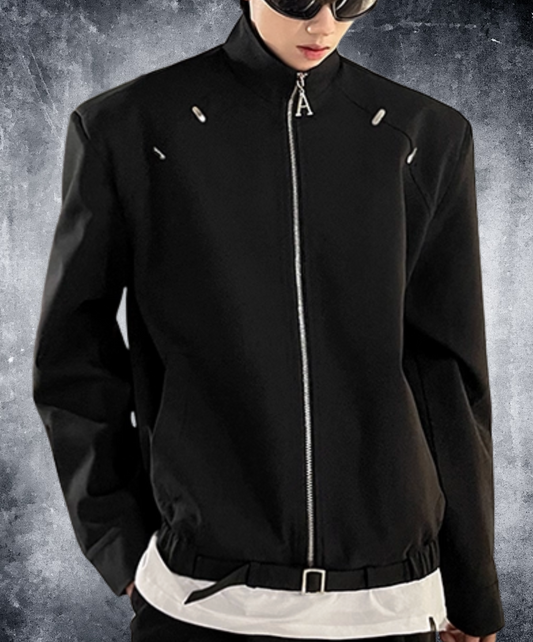 stand collar with metal decoration jacket EN2437