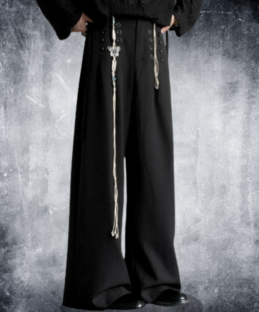 retro multiple button decoration pants EN2371