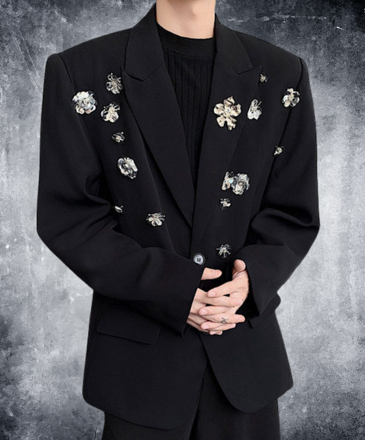 silver rose decoration jacket EN2387