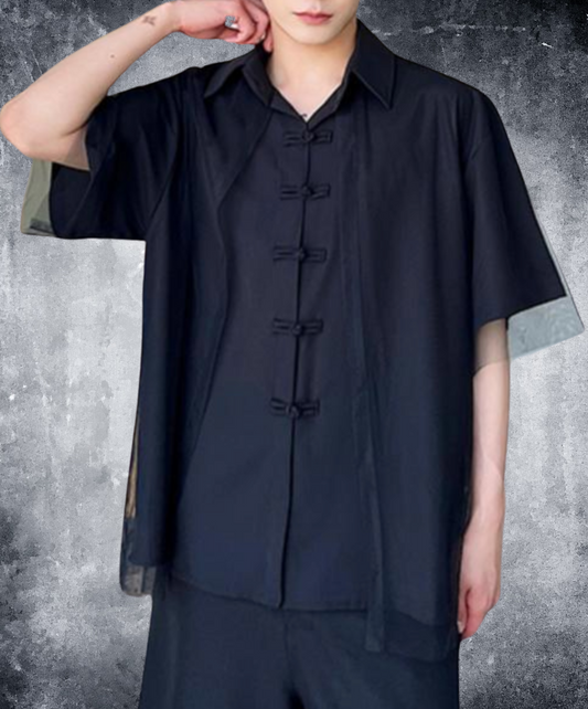 chinese-style design with different materials shirt EN2168