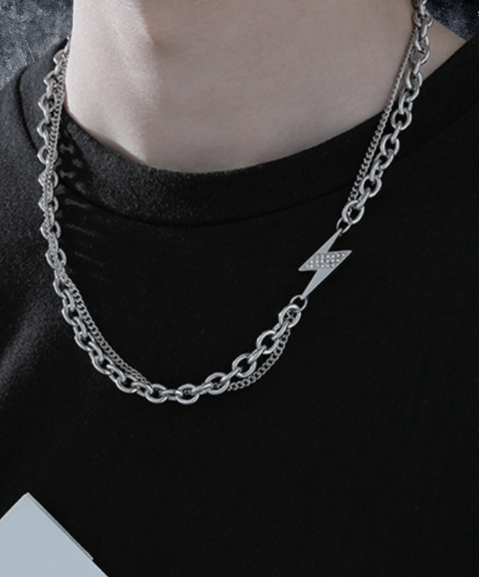 w chain lightning motif necklace EN2344