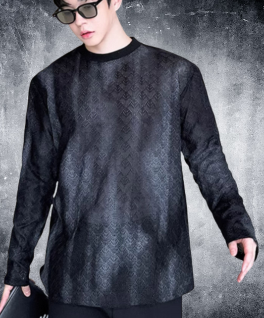 dark sheer jacquard long t-shirt EN2377