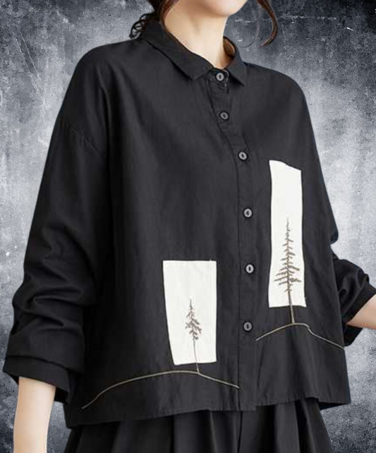 tree silhouette embroidery design shirt EN2289