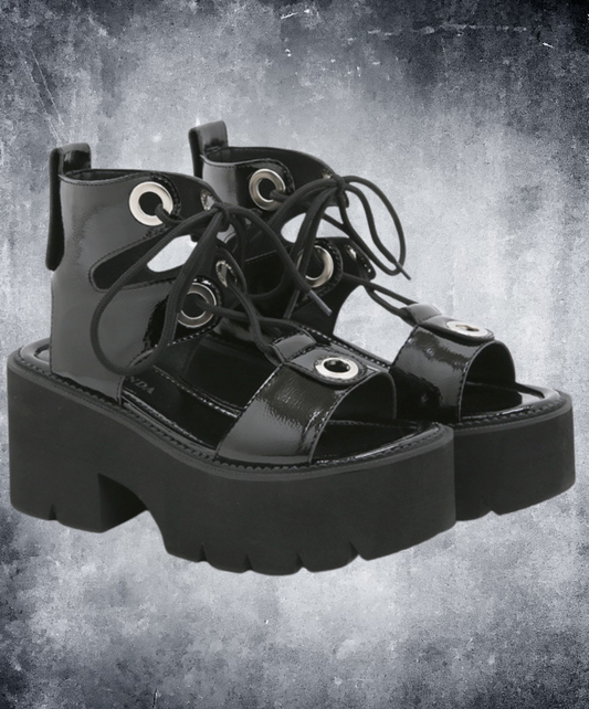 metal hole lace-up sandals EN2161