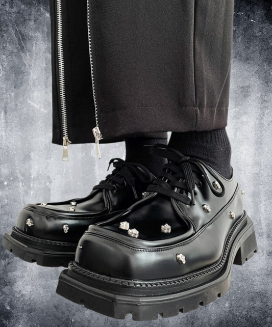 rivet leather lace-ups shoes EN2361