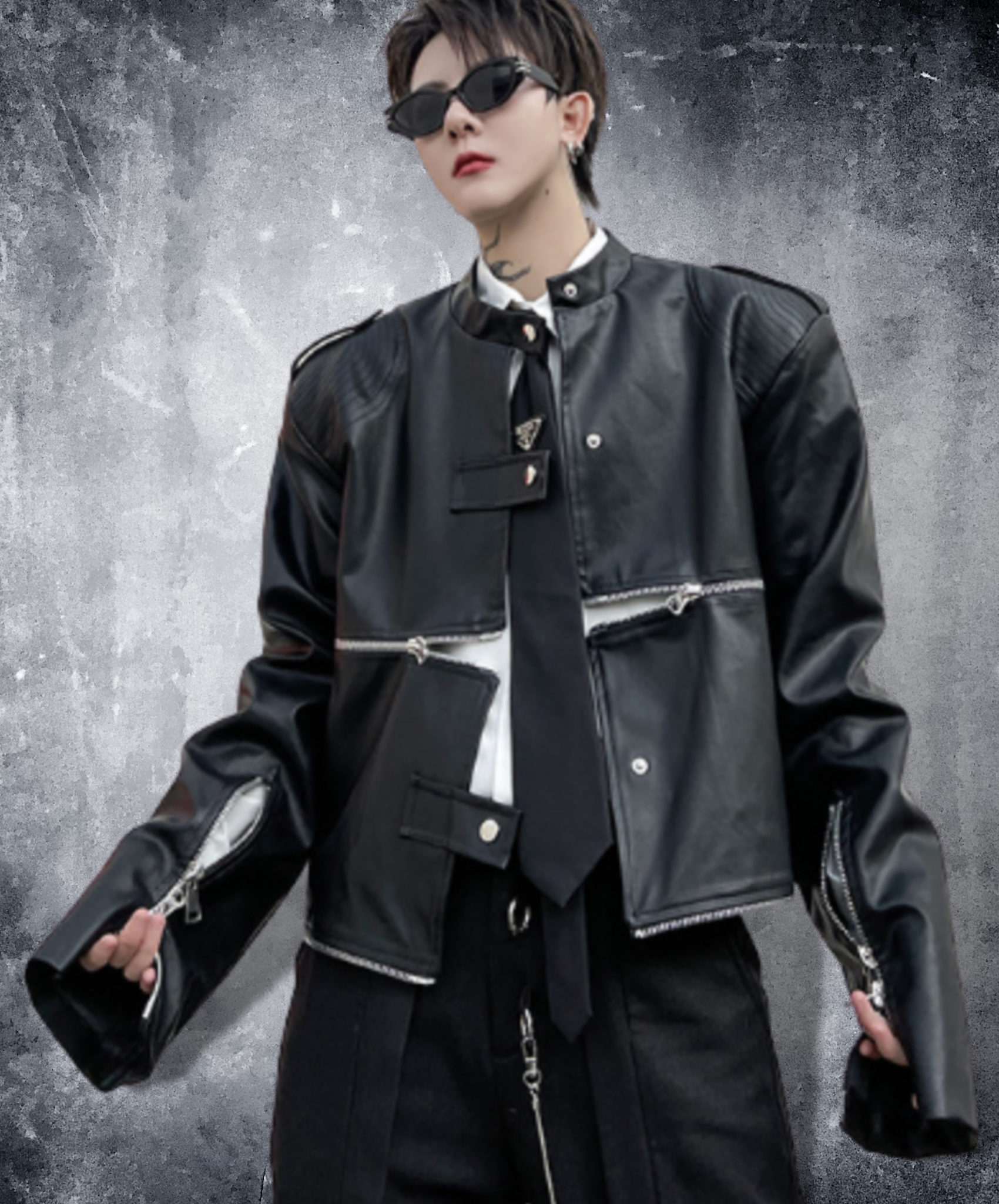 zip design leather jacket EN1229 – ELNERO