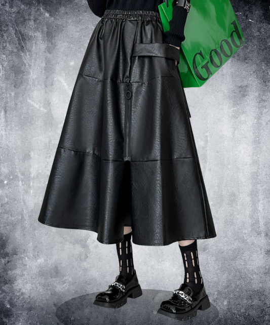 retro design hard pu leather skirt EN2342