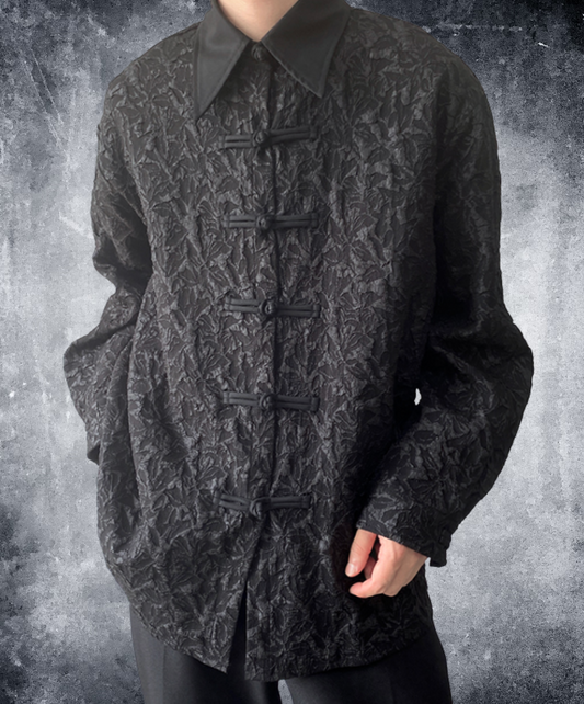 dark 3d embroidered jacquard shirt EN2365