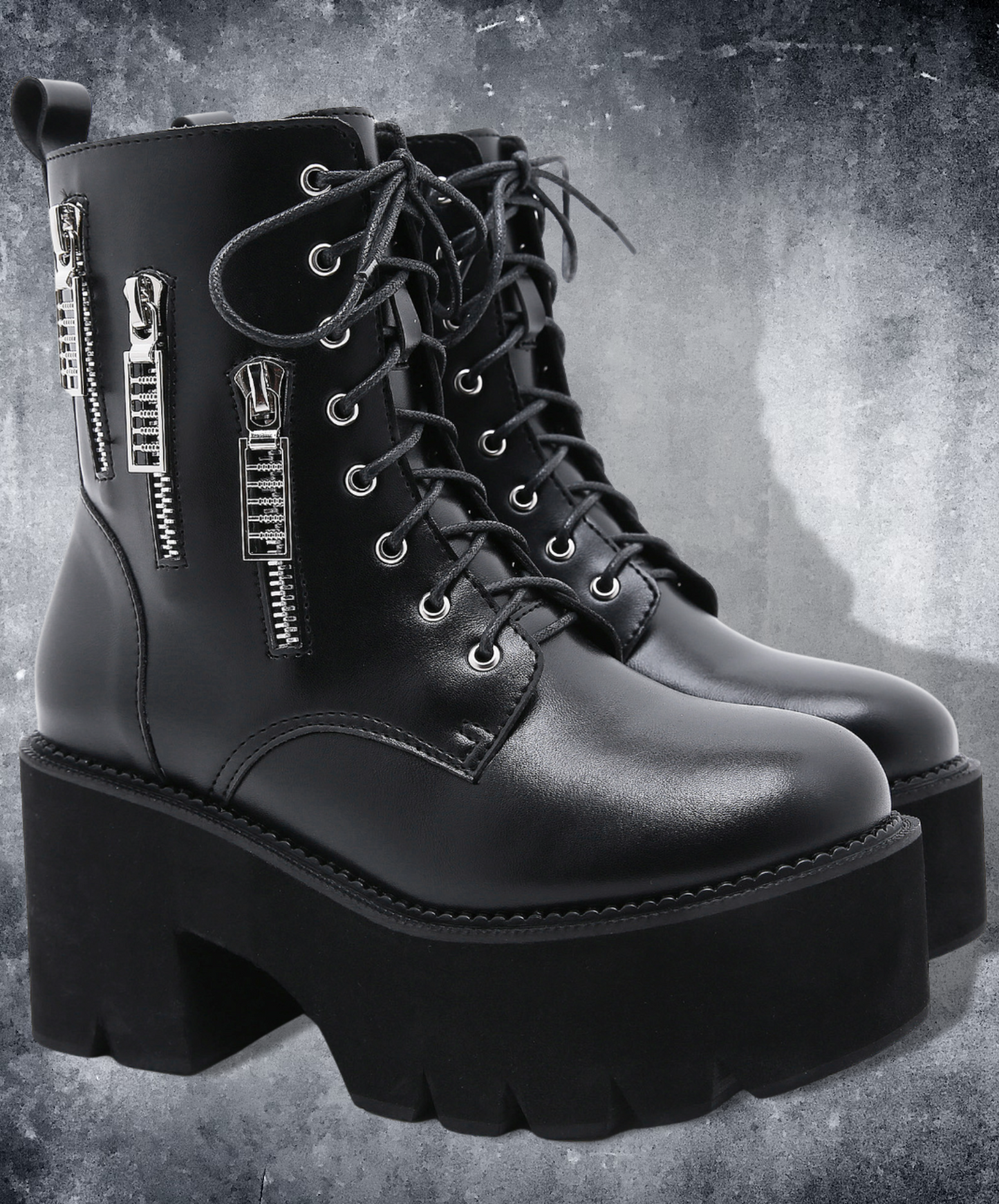 triple zipper design zip up boots EN1511
