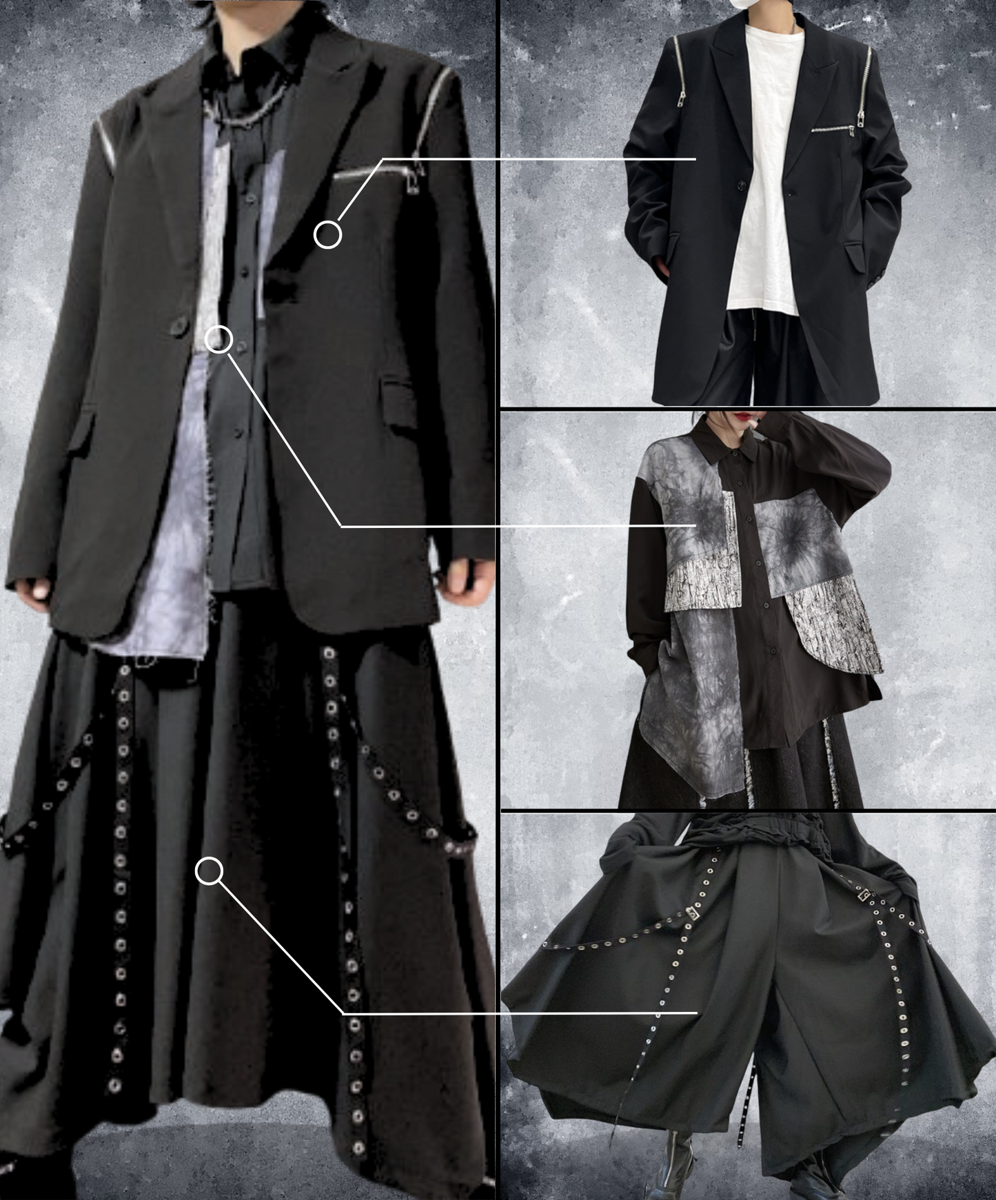 【style59】dark mode outfit set EN1862(jacket + shirt + pants set)