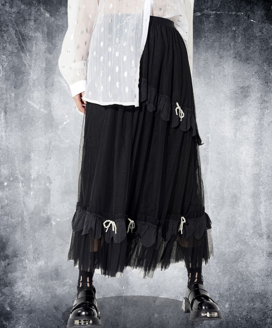 petite pearl ribbon voluminous skirt EN2287