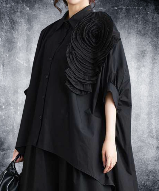 3d flower motif long shirt EN2273